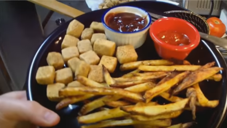 How to Make Tofu Nuggets, Mock Chicken Nuggets with Baked Fries